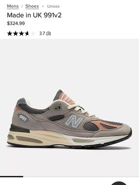 Final Price- No Offers! New Balance 991v2 Suede & Mesh Sneakers in Tan & Gray
